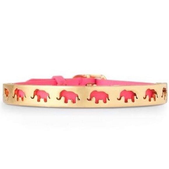 stella & dot ~ bright pink & strength gold elephant buckle bracelet - Picture 1 of 4